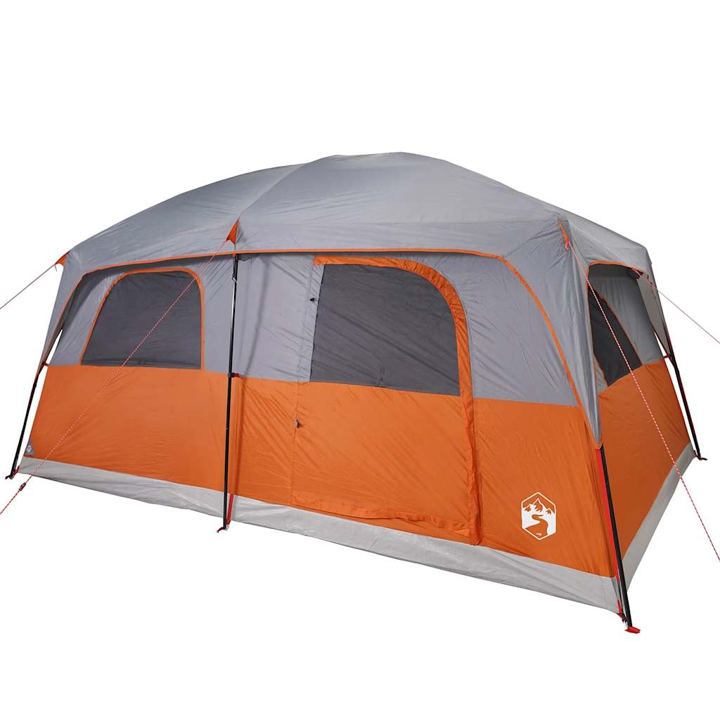 Tenda familiar para 8 pessoas impermeável cinzento e laranja
