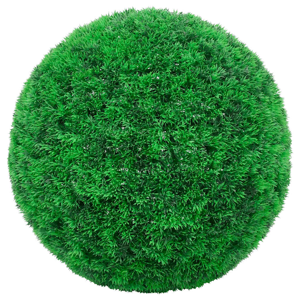 Bolas artificiais de buxo com luzes LED 2 pcs verde 45 cm