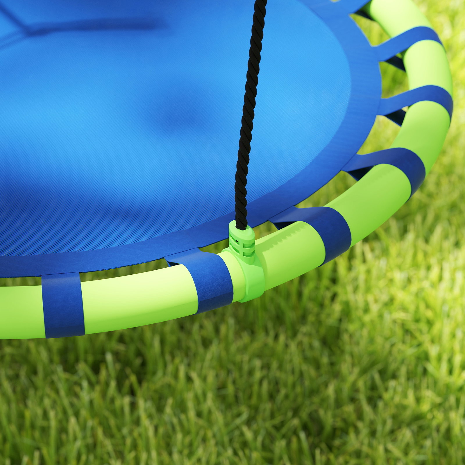 Baloiço para crianças redondo baloiço de jardim infantil ajustável impermeável carga 150kg ø100x180 cm preto e azul