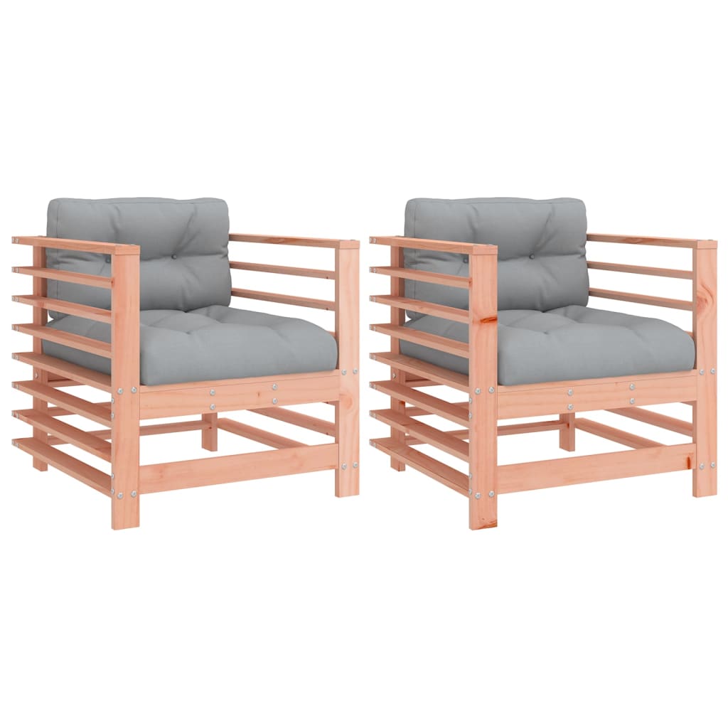 Cadeiras de jardim c/ almofadões 2pcs madeira de douglas maciça