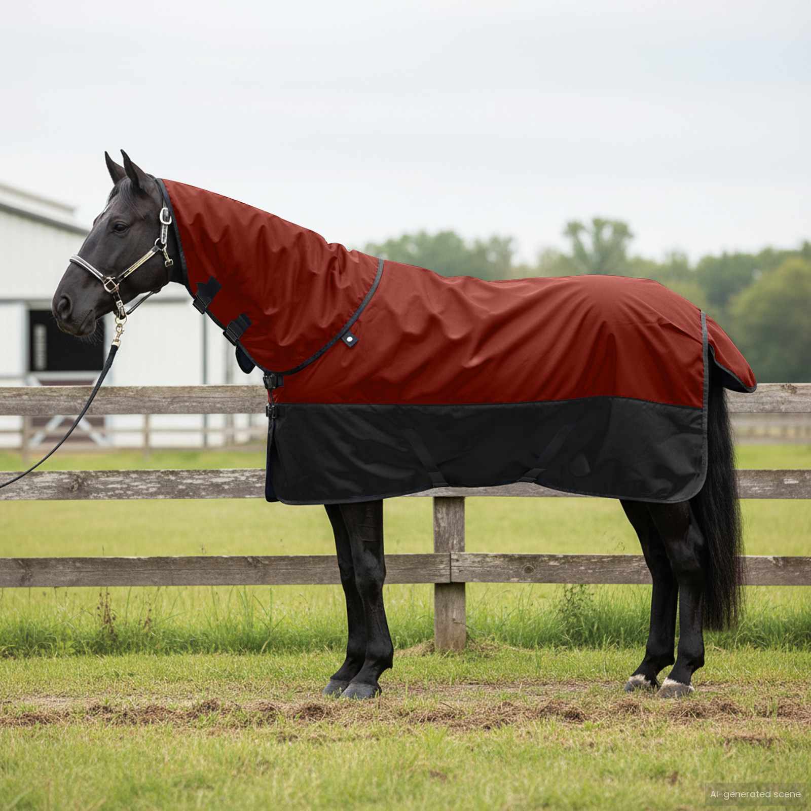 Cobertor de cavalo verde escuro e preto 155 cm poliéster