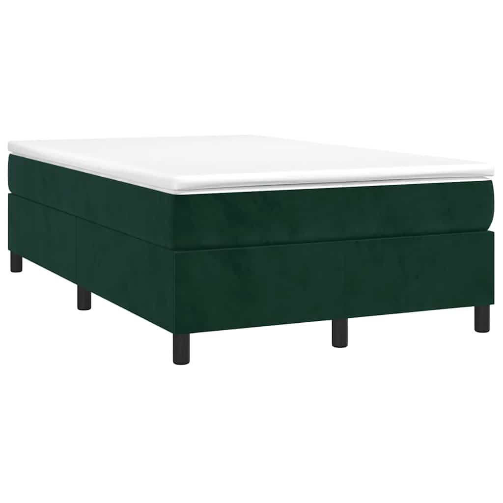 Cama boxspring com colchão 120x200 cm veludo verde-escuro