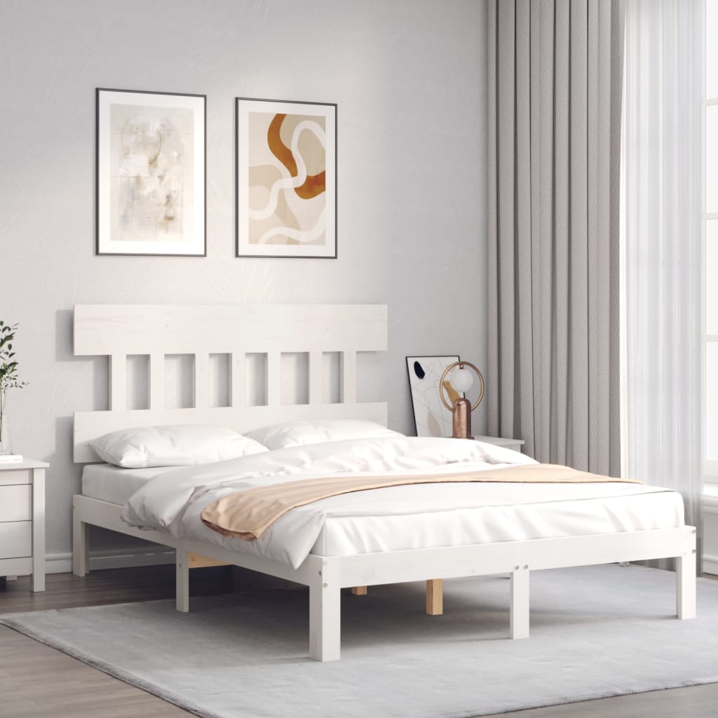 Cama sem colchão 120x200 cm madeira de pinho maciça branco