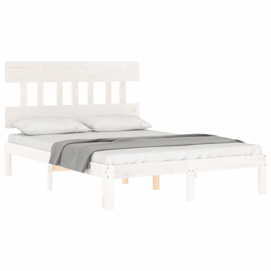 Cama sem colchão 120x200 cm madeira de pinho maciça branco
