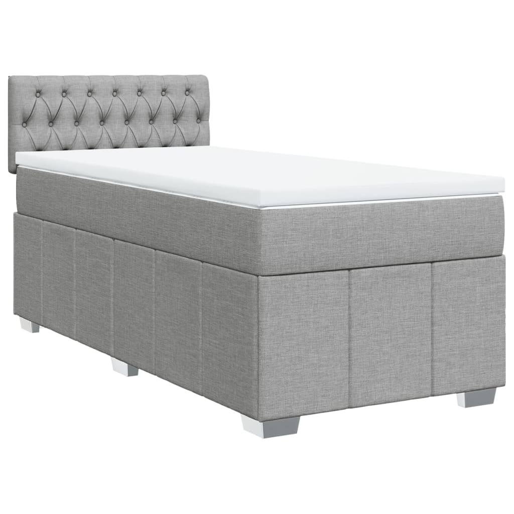 Cama com molas/colchão 100x200 cm tecido cinzento-claro