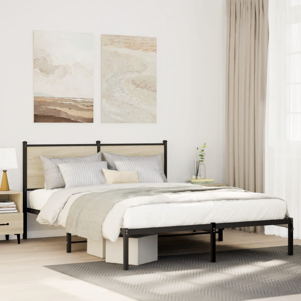 Estrutura de cama sem colchão 140x200 cm metal carvalho sonoma