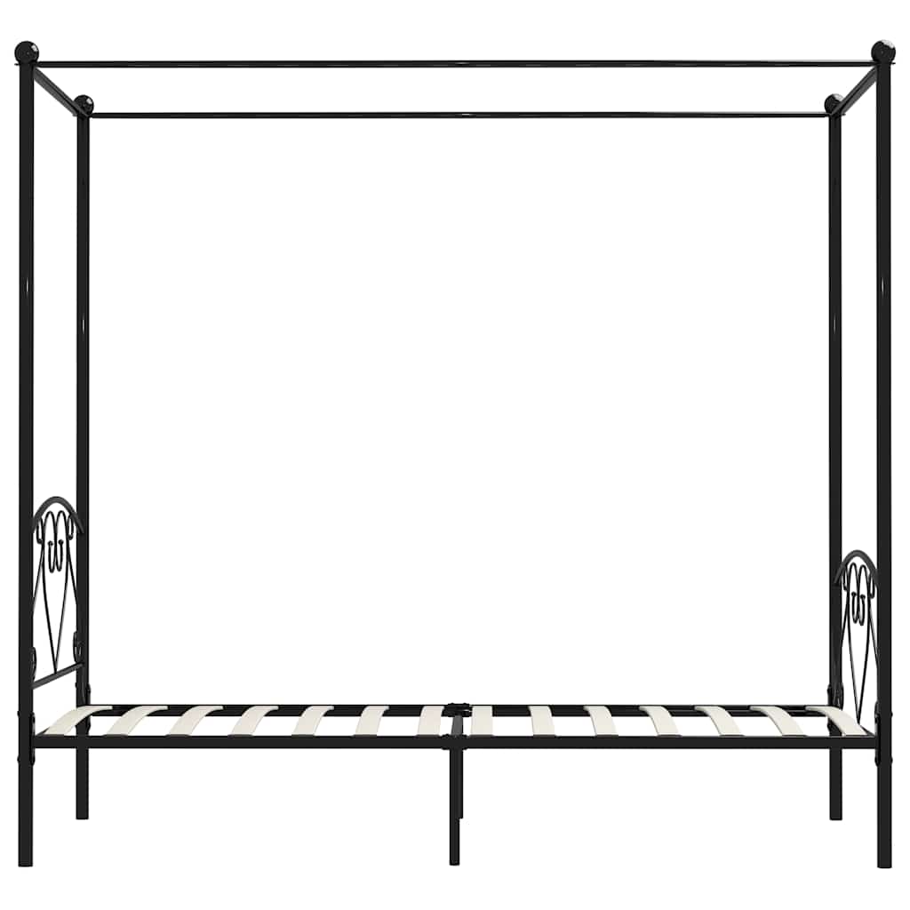 Estrutura de cama com dossel 120x200 cm metal preto