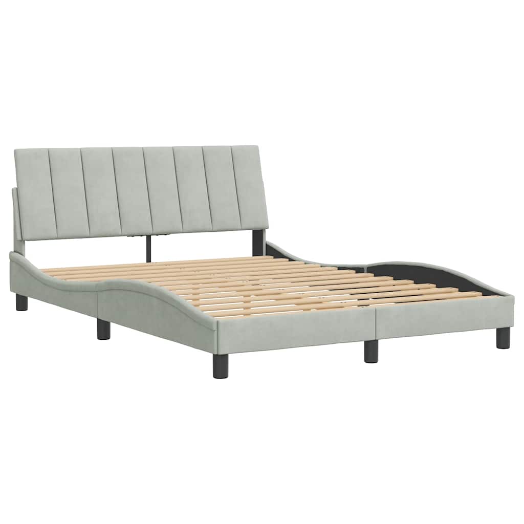 Estrutura de cama sem colchão hanko 140x190 cm veludo cinzento-claro