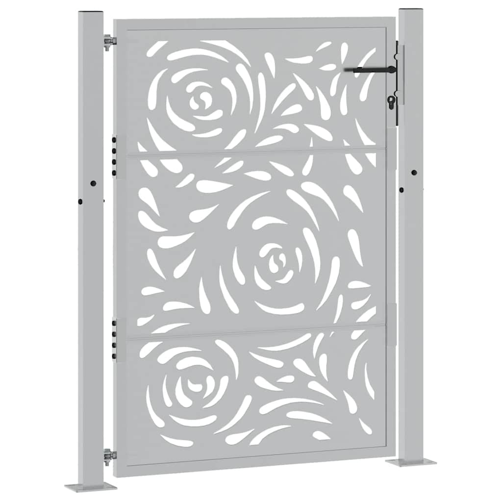 Portão de jardim 100x125 cm em aço inoxidável com design de chama