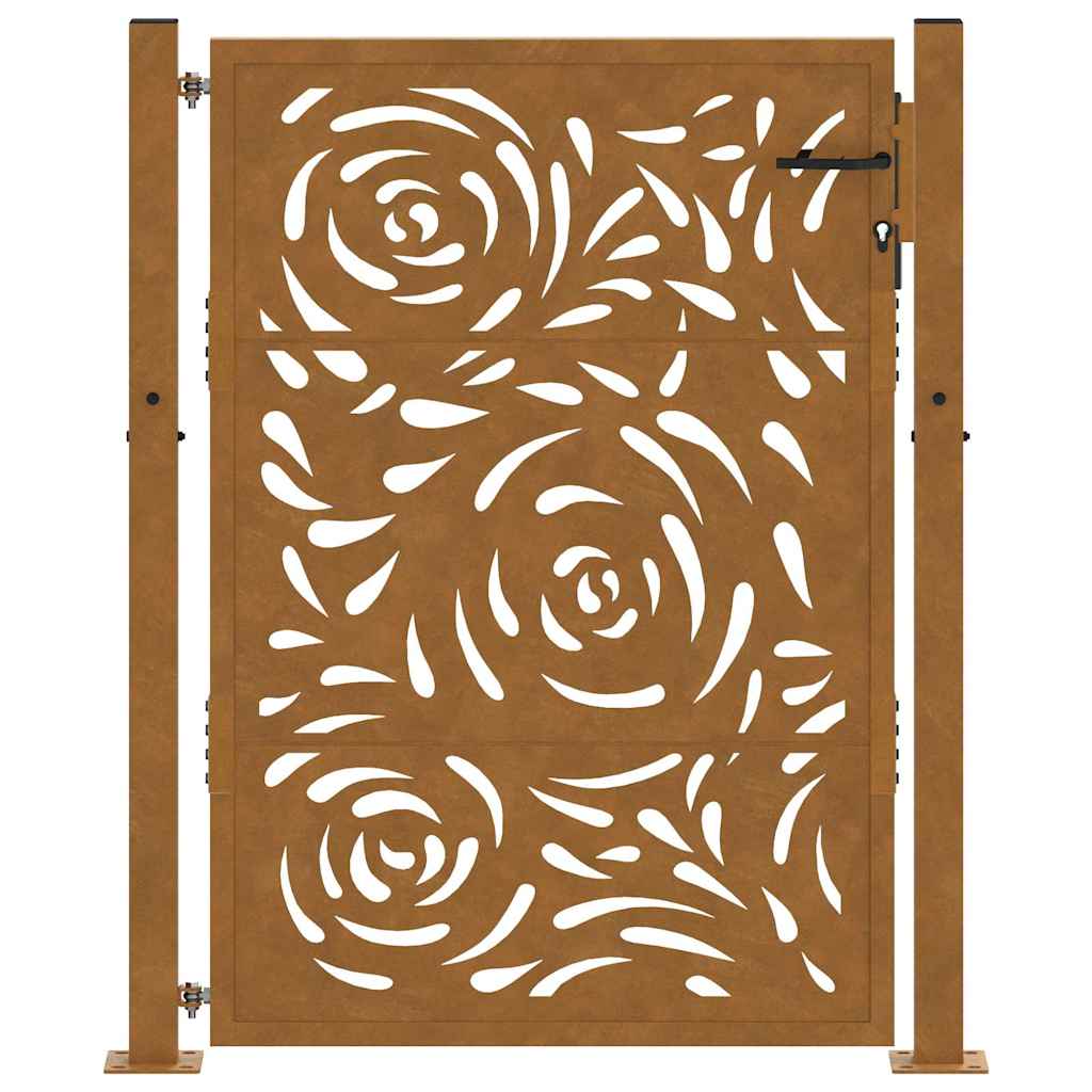 Portão de jardim 100x125 cm em aço inoxidável com design de chama