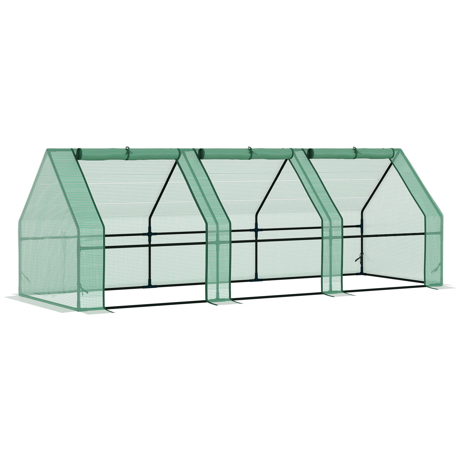Estufa de jardim terraço 270x90x90 cm tipo casa tubo de aço com 3 janelas estufa pequena para cultivo de plantas verde
