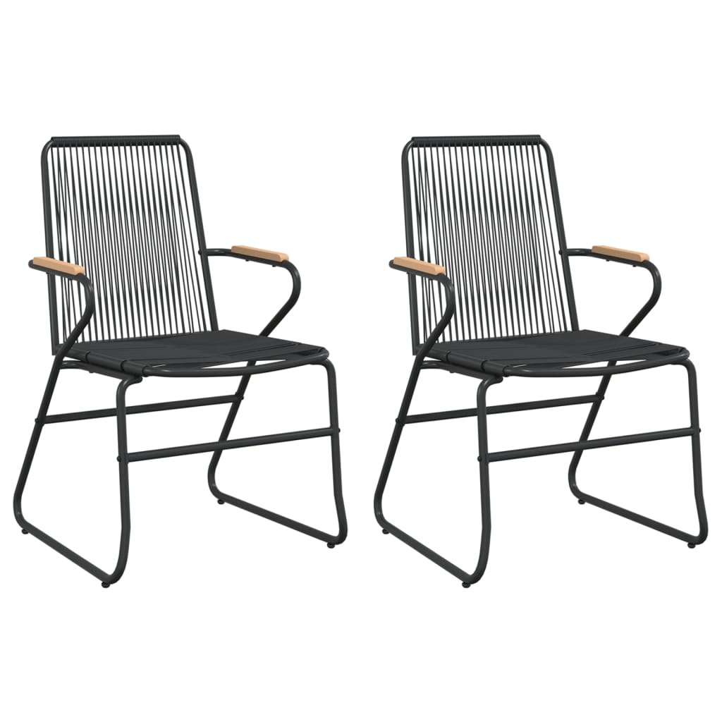 3 Pcs conjunto de jantar para jardim vime PVC preto