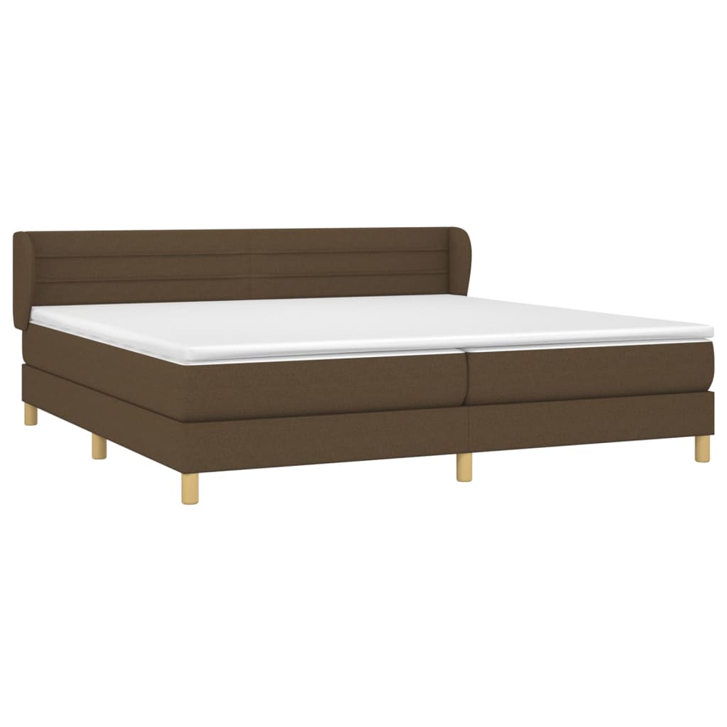 Cama com molas/colchão 200x200 cm tecido castanho-escuro