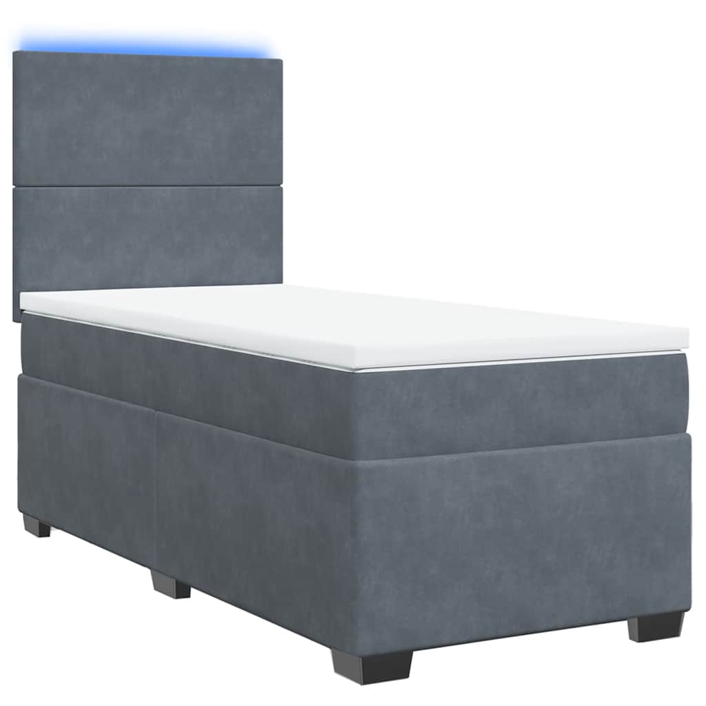 Cama com molas/colchão 80x200 cm veludo cinza-escuro
