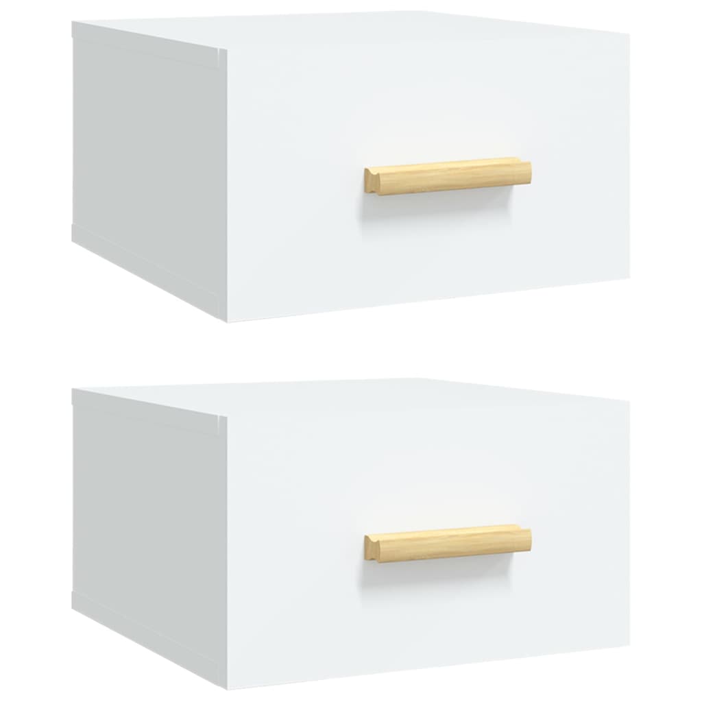 Mesas de cabeceira montagem na parede 2 pcs 35x35x20 cm branco