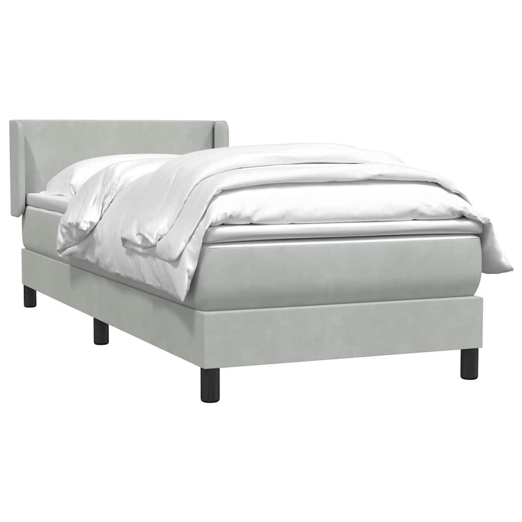 Cama com molas/colchão cinzento-claro 80x220 cm veludo