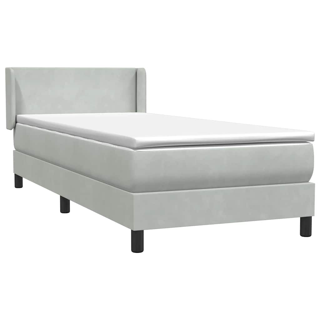 Cama com molas/colchão cinzento-claro 80x220 cm veludo