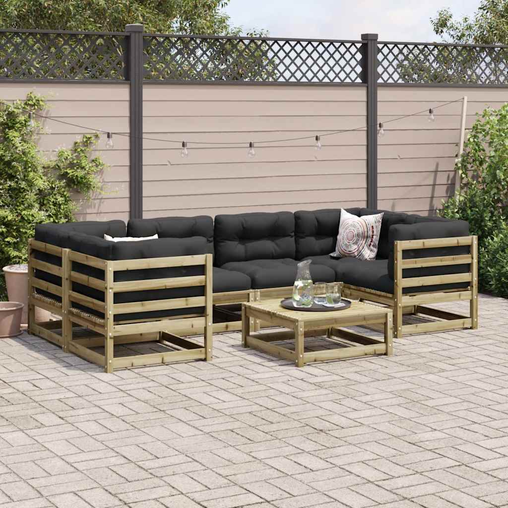 7 Pcs conjunto sofás jardim madeira de pinho impregnada