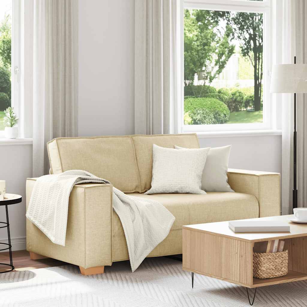Sofá de 2 lugares em tecido creme 160x78x84 cm