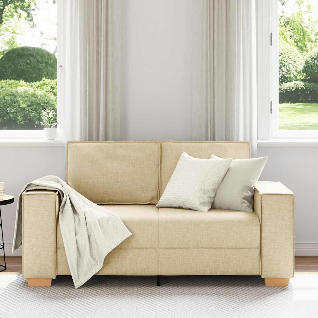 Sofá de 2 lugares em tecido creme 160x78x84 cm