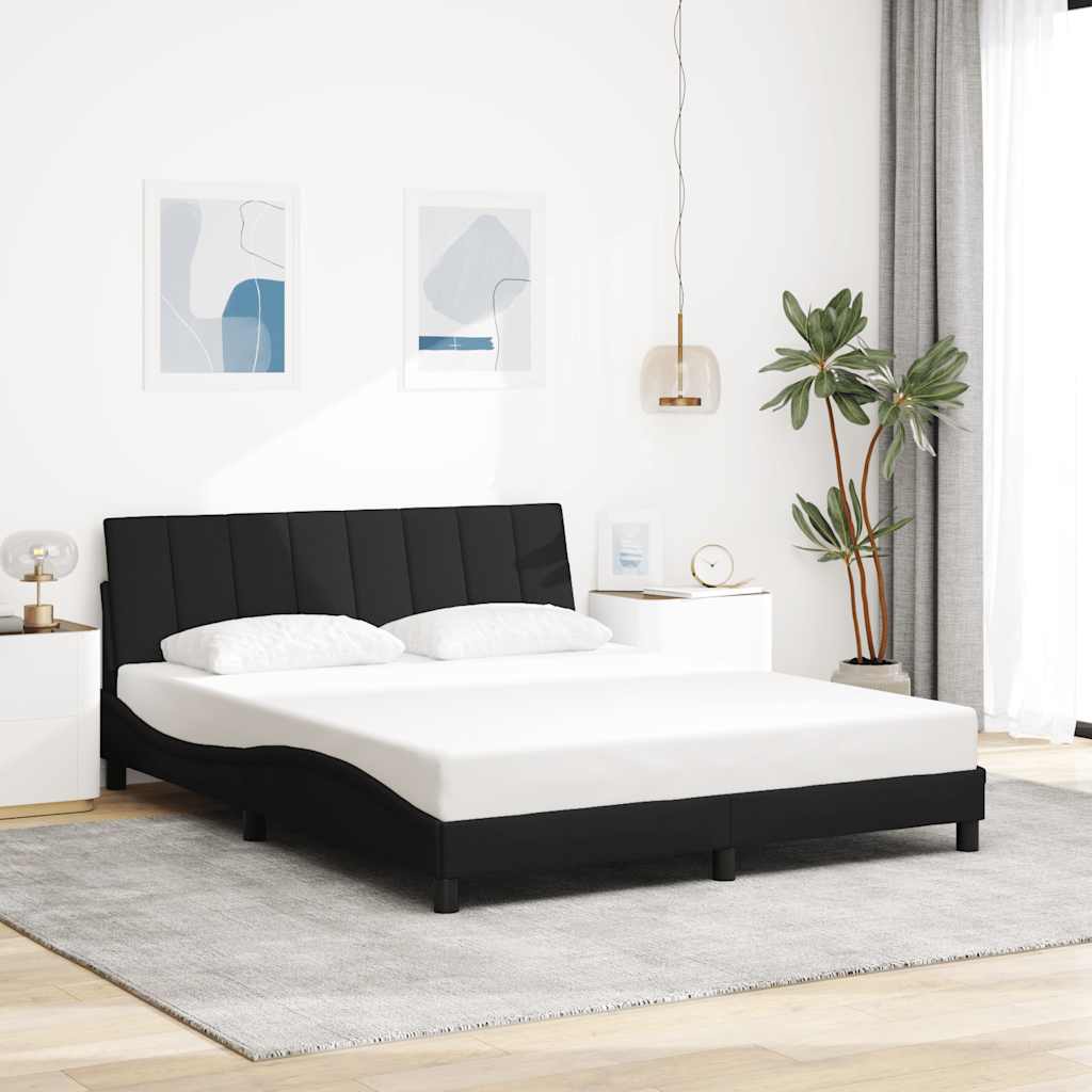 Estrutura de cama sem colchão hanko 160x200 cm tecido preto