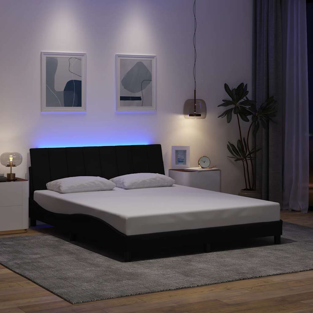 Estrutura de cama sem colchão hanko 160x200 cm tecido preto