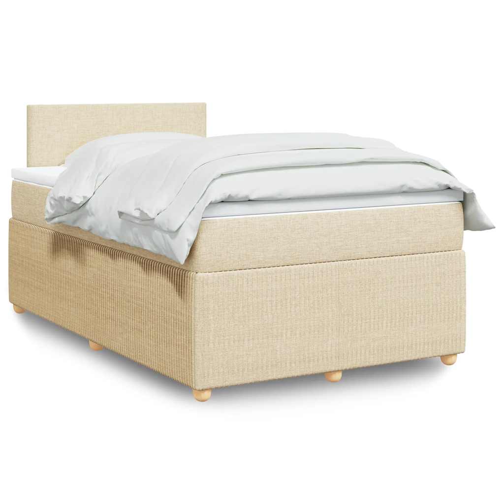 Cama boxspring com colchão 120x190 cm tecido cor creme