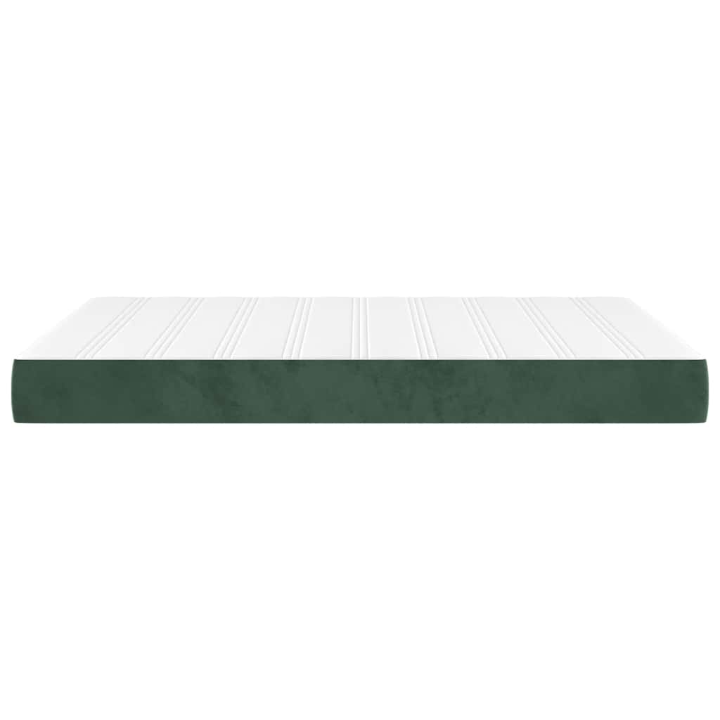 Colchão de molas ensacadas firmeza média 120x210x20 cm veludo verde-escuro