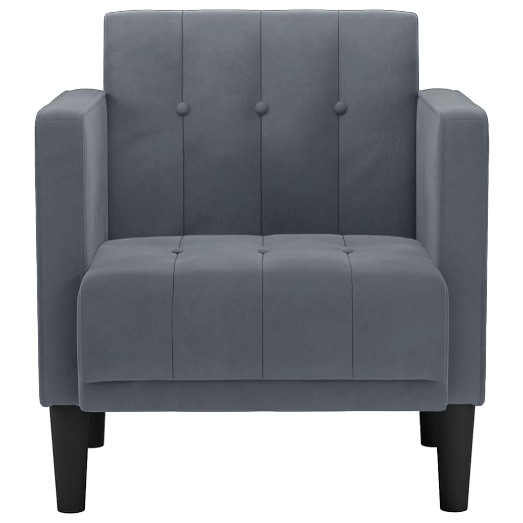 Poltrona com apoio de braços 53 cm veludo cinzento-escuro