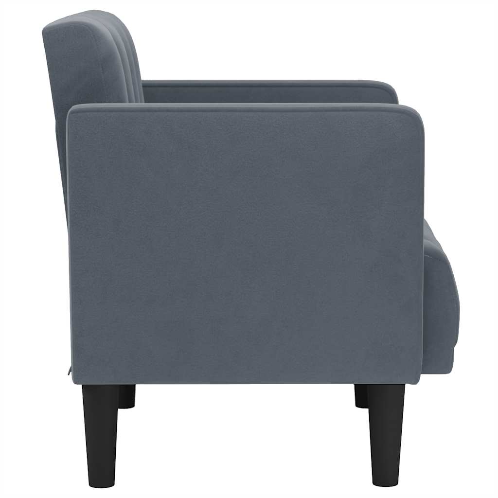 Poltrona com apoio de braços 53 cm veludo cinzento-escuro