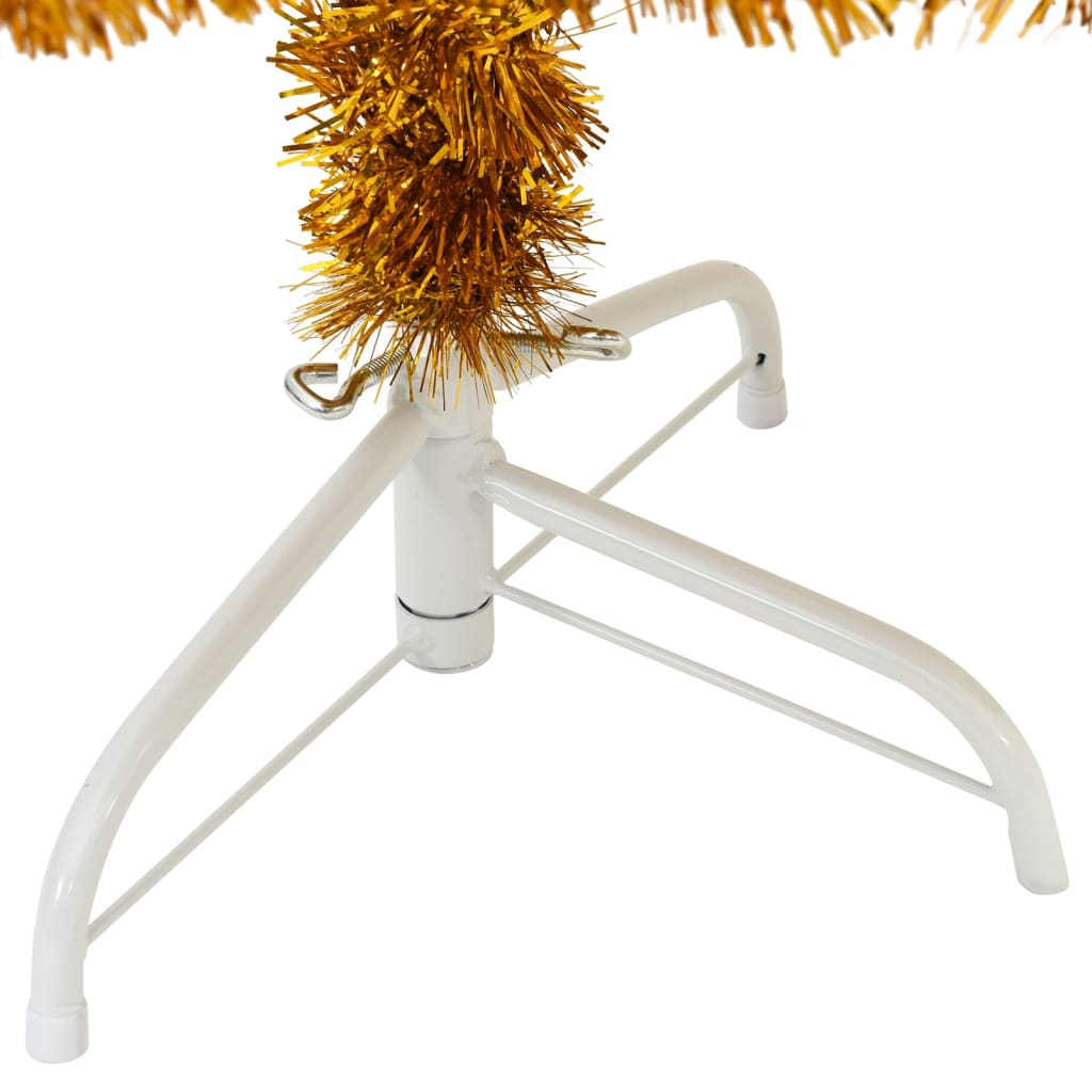 Meia árvore de natal artificial com suporte 120 cm PET dourado