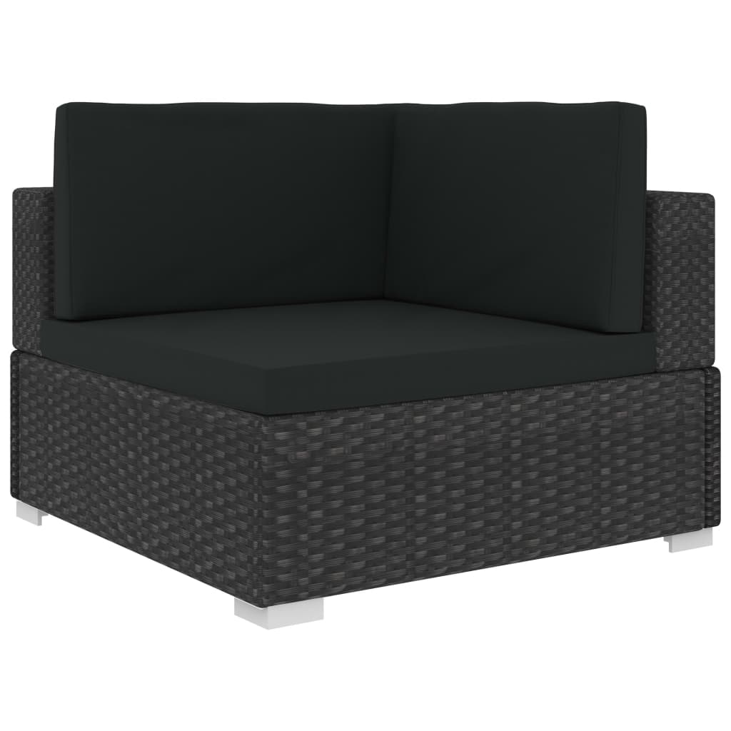 6 Pcs conjunto lounge de jardim c/ almofadões vime PE preto
