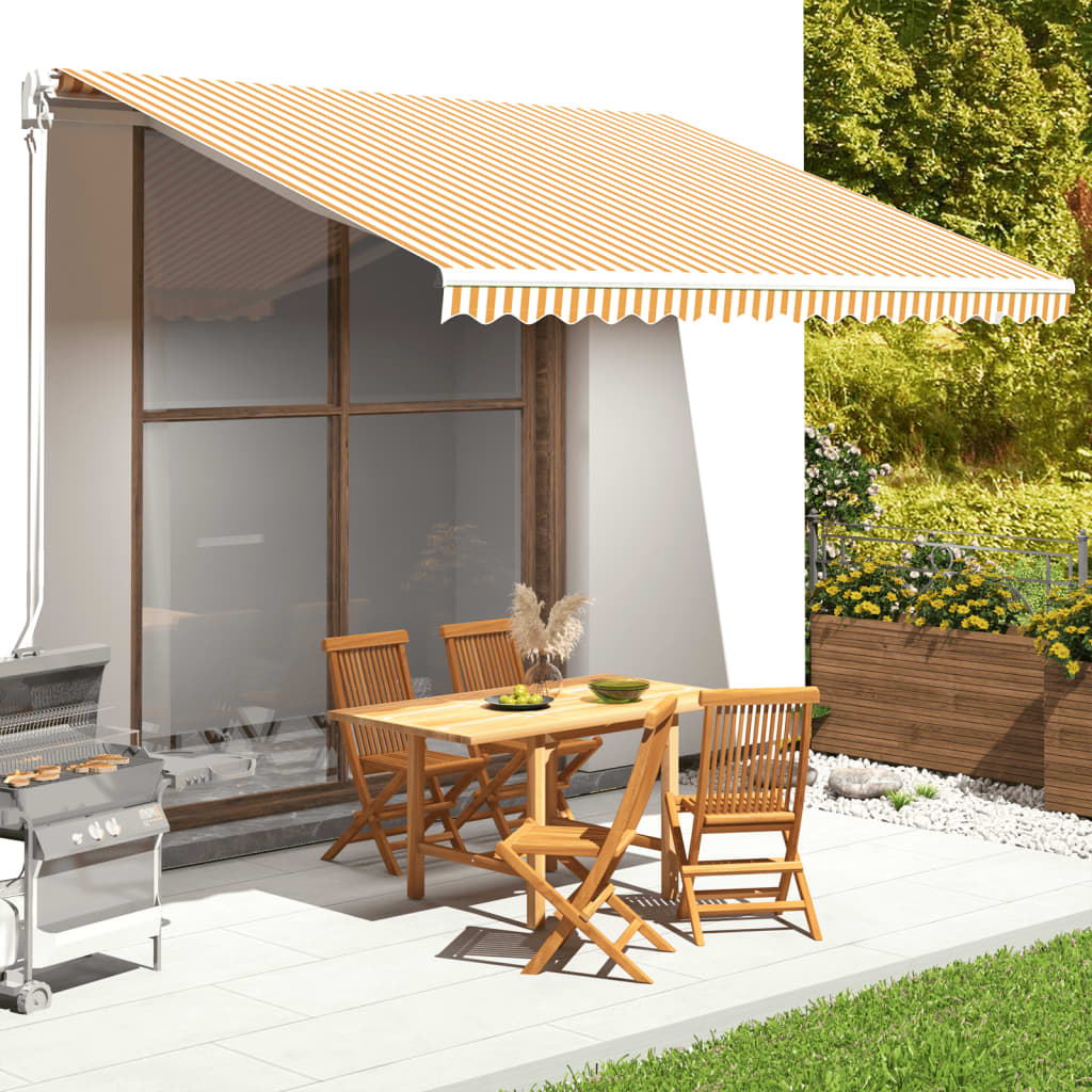 Tecido de substituição para toldo amarelo e branco 400x350 cm poliéster