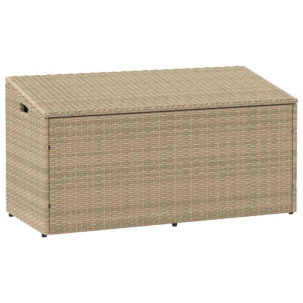 Caixa de armazenamento de jardim bege 110x50x58 cm vime sintético