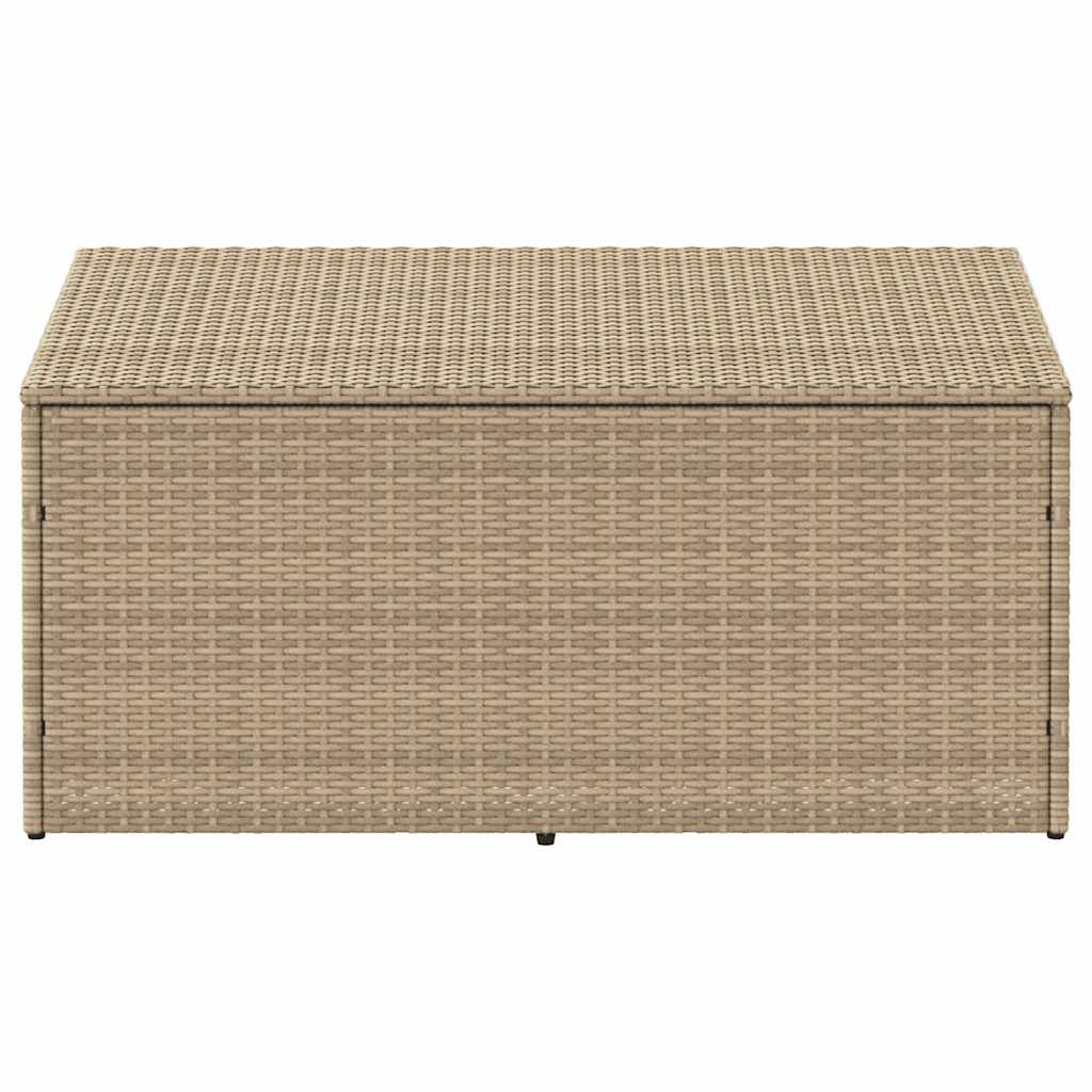 Caixa de armazenamento de jardim bege 110x50x58 cm vime sintético