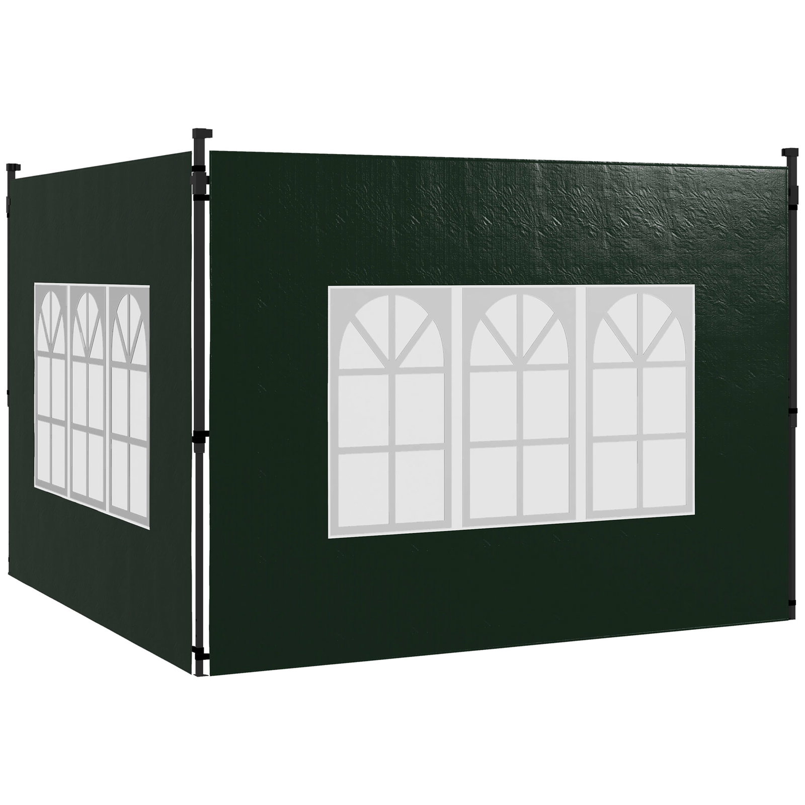 Conjunto de 2 paredes laterais para tendas de 3x3m e 3x6m paredes laterais com janelas transparentes 293x193cm verde escuro