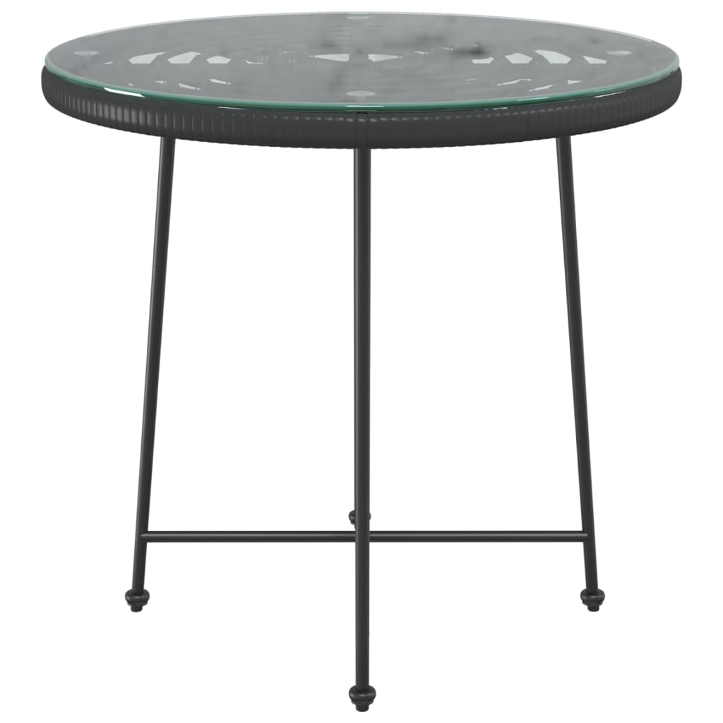 Mesa de jantar ø80 cm vidro temperado e aço preto