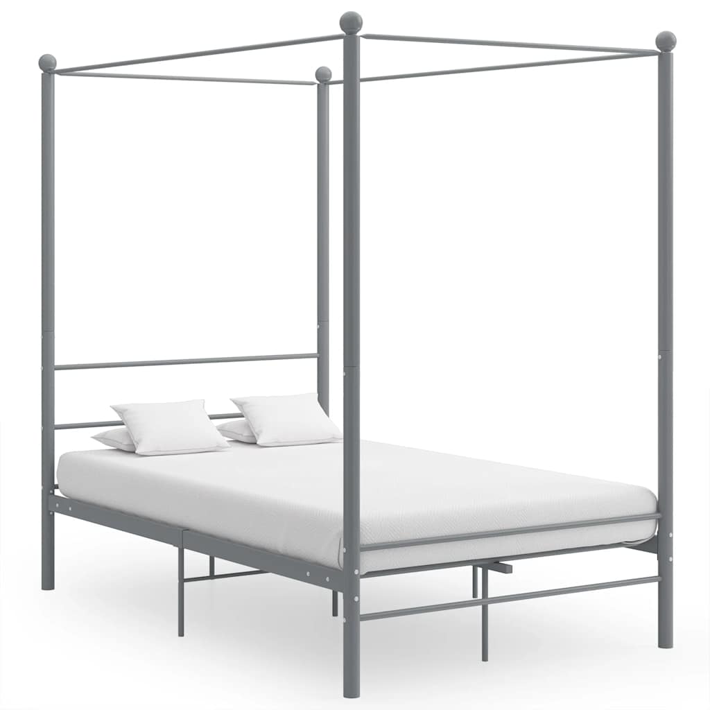 Estrutura de cama com dossel 140x200 cm metal cinzento