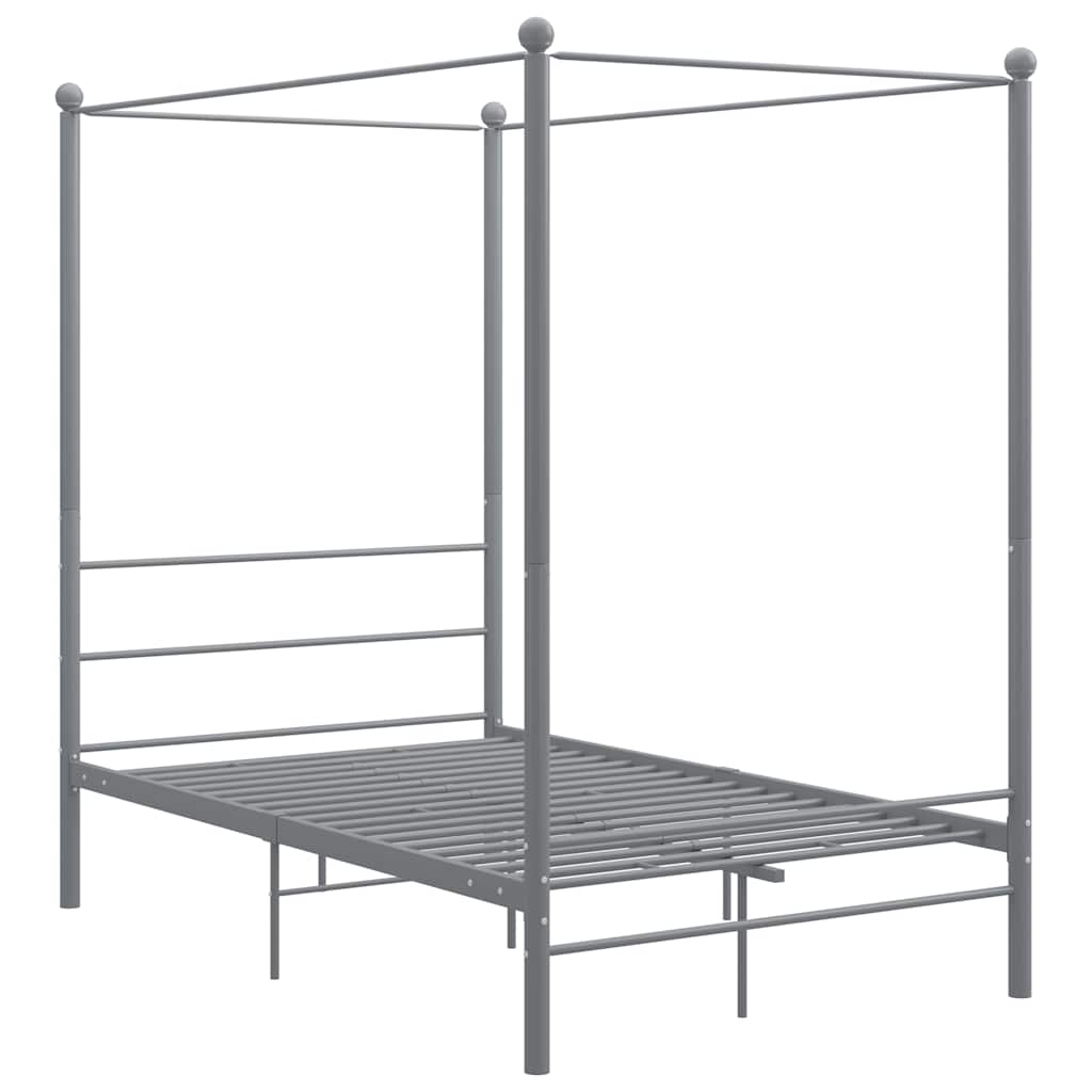 Estrutura de cama com dossel 140x200 cm metal cinzento
