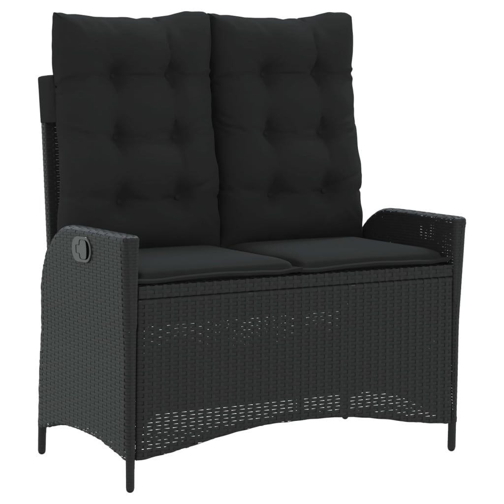2 Pcs conjunto de jantar p/ jardim c/ almofadões vime PE preto