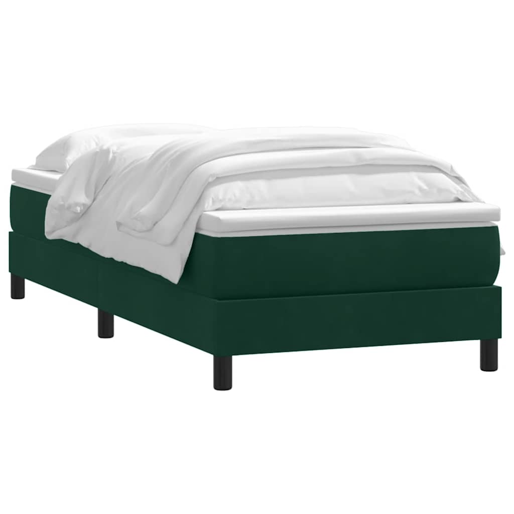 Cama com molas sem colchão 200x220 cm veludo verde-escuro