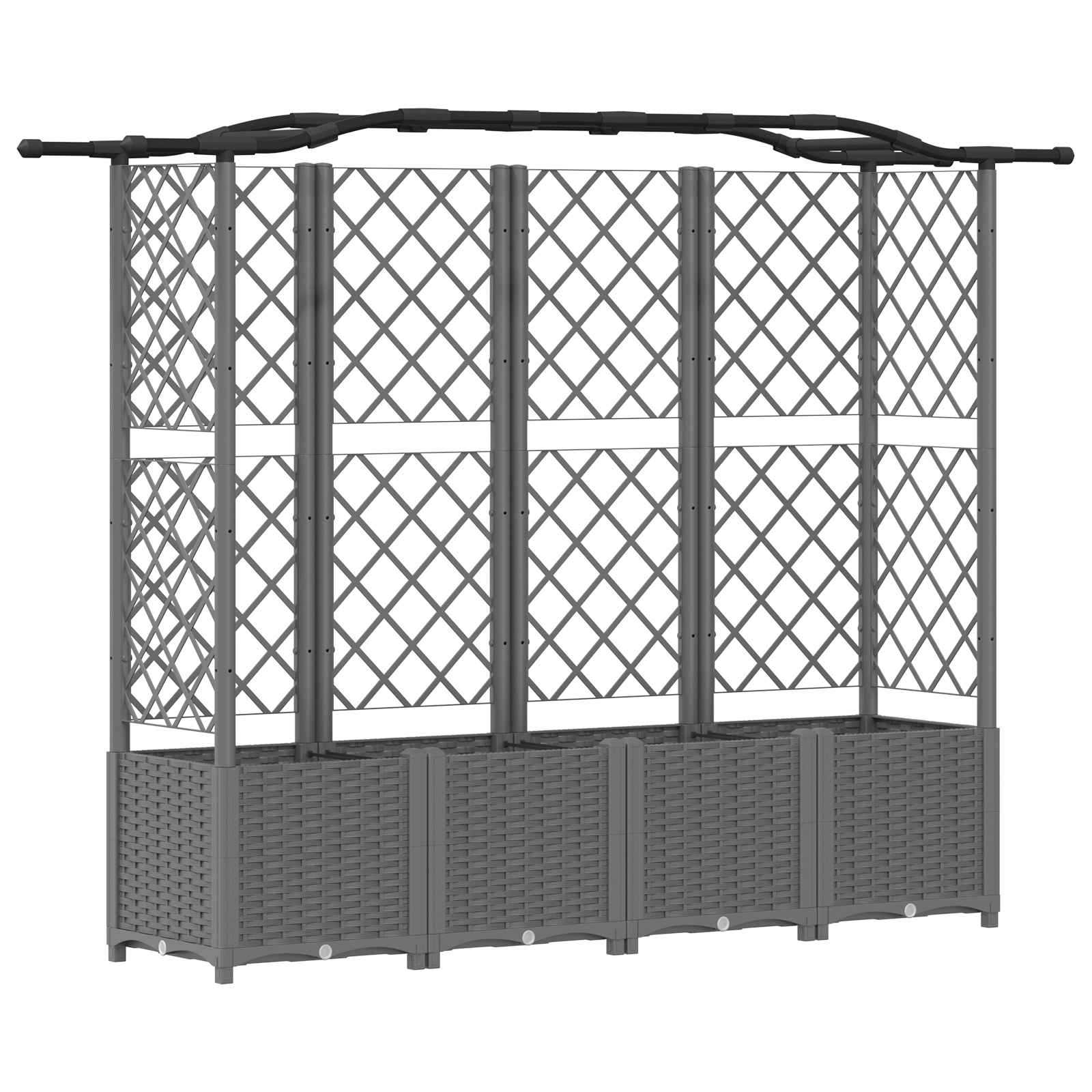 Cama elevada com treliça e telhado cinzento-claro PP
