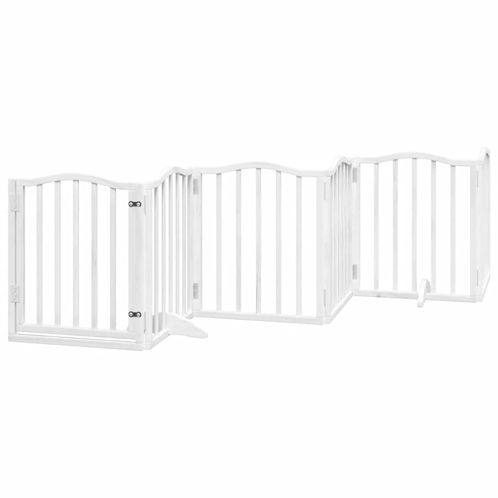 Portão p/ cães com porta dobrável 9 painéis 450 cm álamo branco