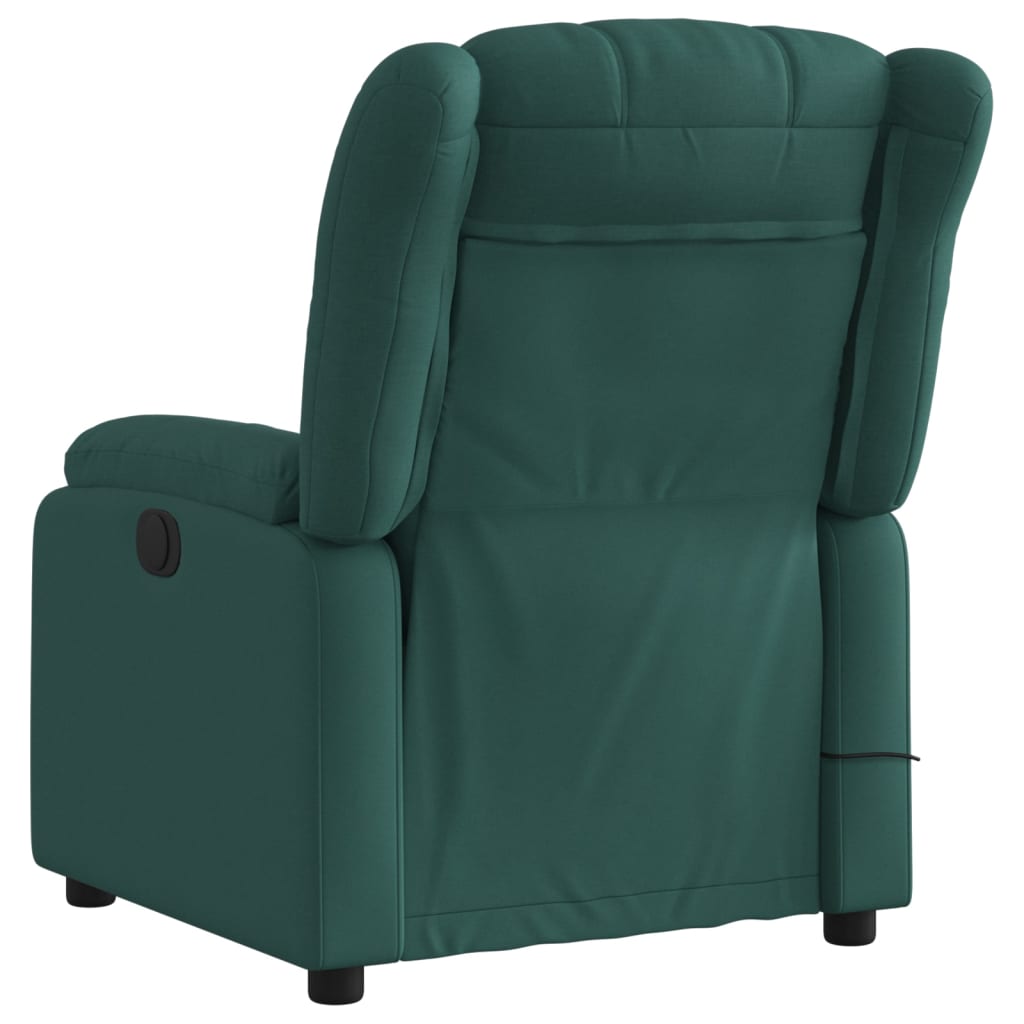Poltrona de massagem reclinável em tecido verde escuro