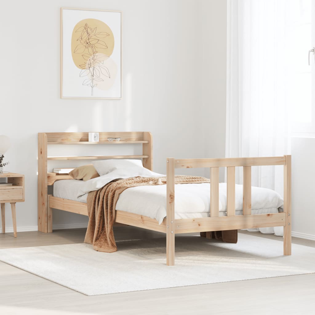 Estrutura de cama com cabeceira 90x190 cm pinho maciço