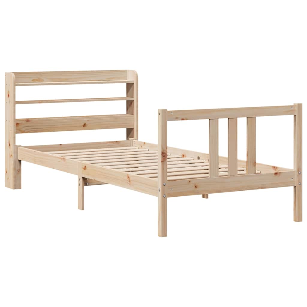 Estrutura de cama com cabeceira 90x190 cm pinho maciço