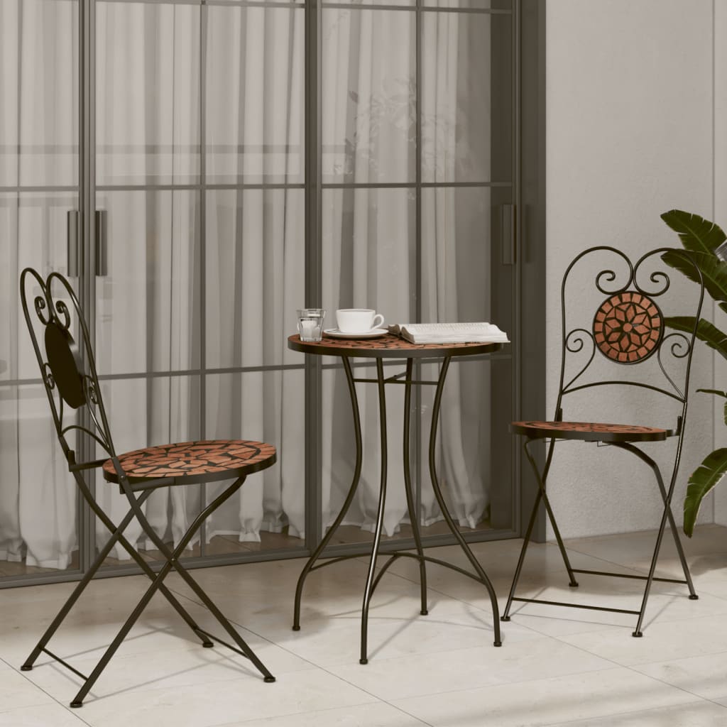 Mesa de bistrô em mosaico ø50x70 cm cerâmica terracota
