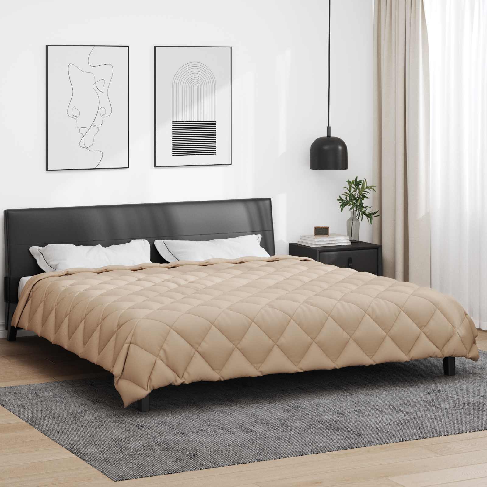Edredom de inverno 200 x 200 cm 450 gsm cinzento-acastanhado