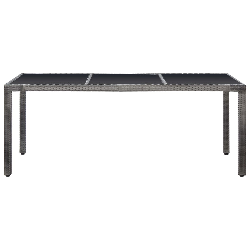 9 Pcs conjunto de jantar para exterior vime PE cinzento