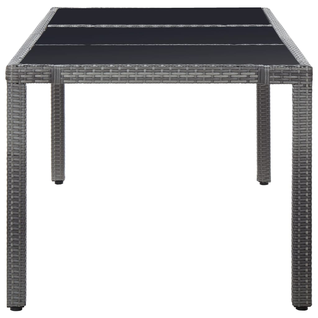 9 Pcs conjunto de jantar para exterior vime PE cinzento